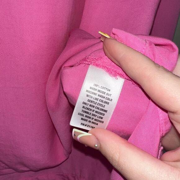 Crown & Ivy Solid Pink Ruffle Neck Long Sleeve Top Size XL Peasant Prep - Picture 4 of 6